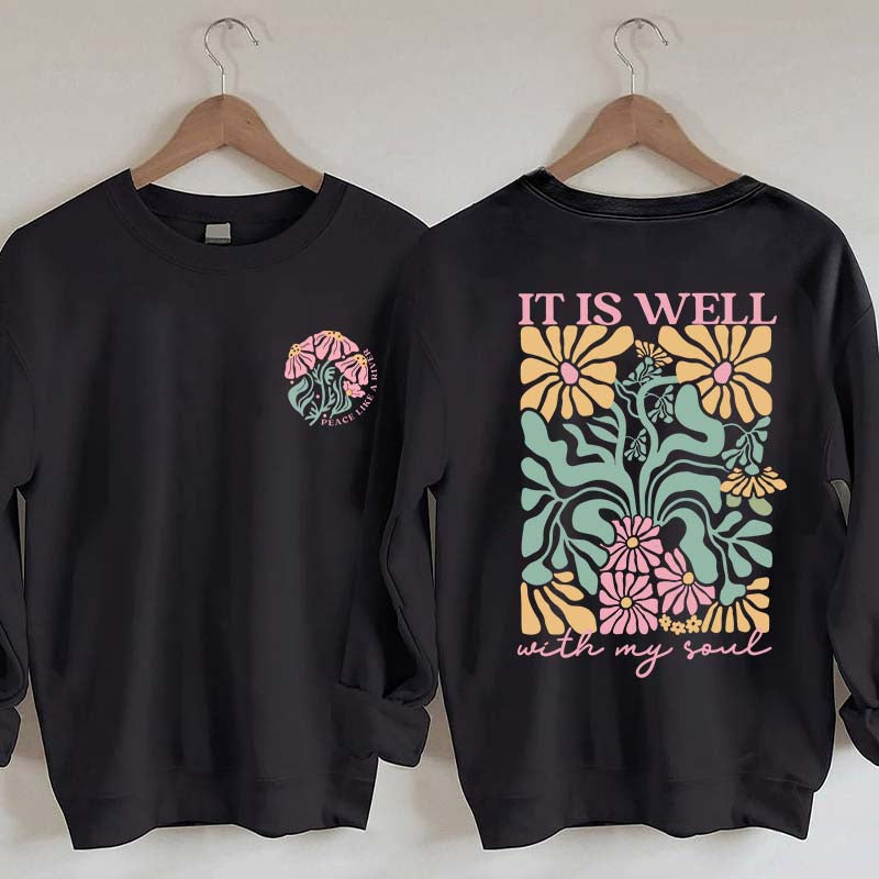 It is Well Floral Boho Bible Verse Top Sweatshirt