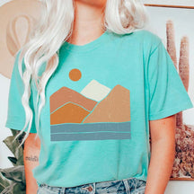 Boho Landscape Minimalist Mountain and Sun T-Shirt