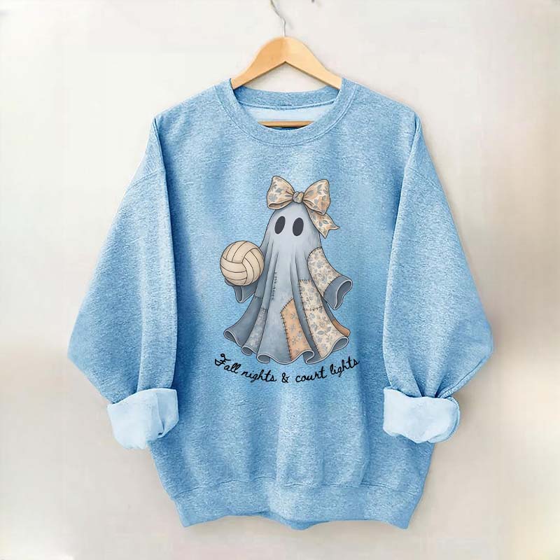 Retro Patchwork Ghost Volleyball Sweatshirt