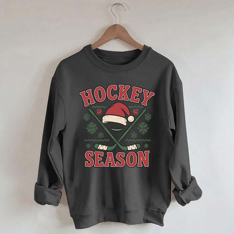 Christmas Hockey Santa Hat Sweatshirt
