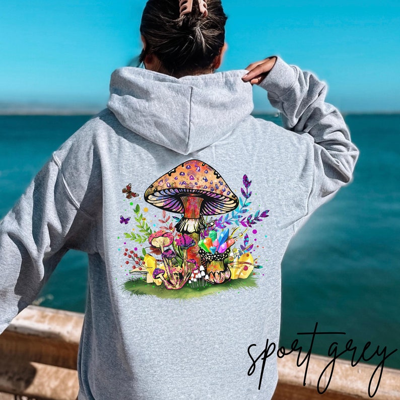 Sweat à Capuche Surdimensionné Champignons Magiques