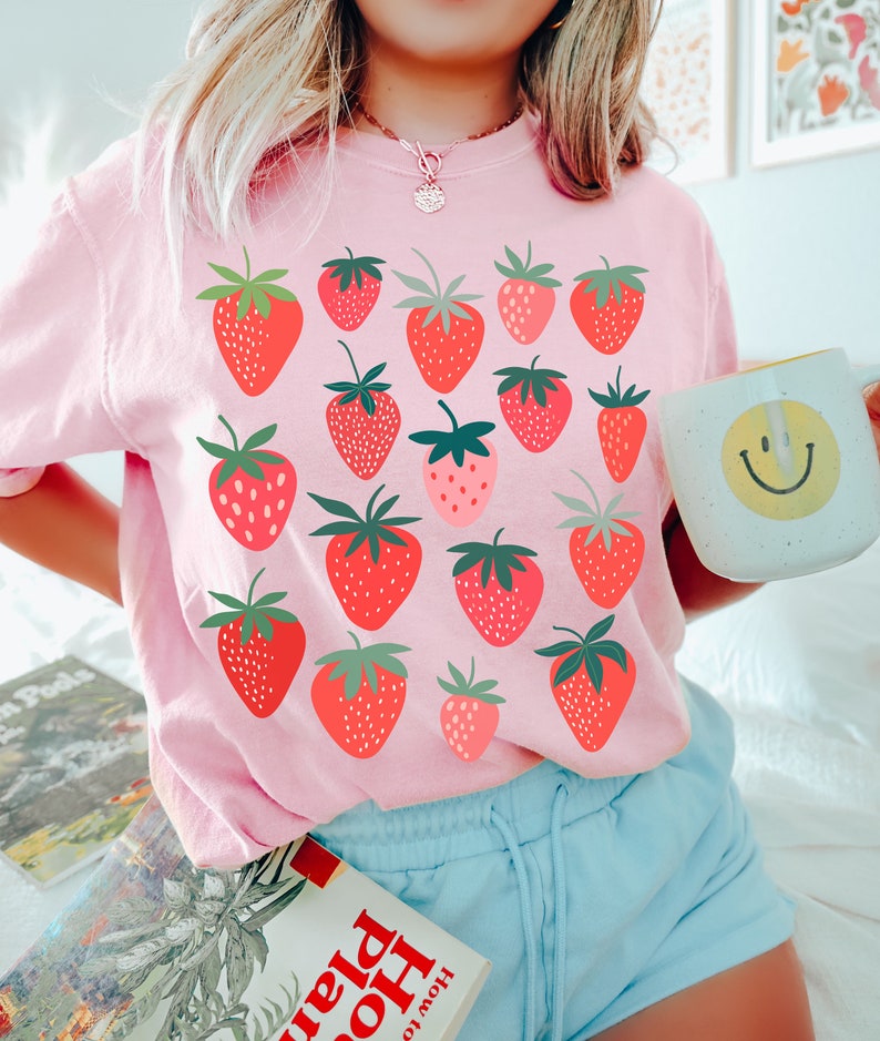 Comfort Colors Strawberry Shirt Kawaii Fruit Botanical Shirt