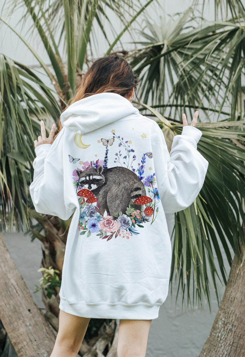 Raccoon Wildflower Mushroom Hoodie