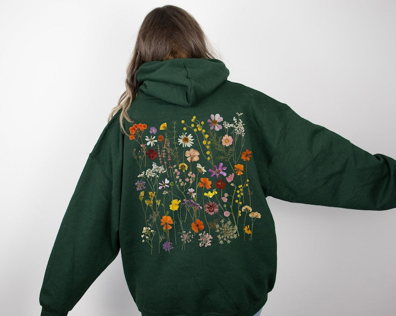 Pressed Flowers Cottagecore Hoodie Cottage Core Hoodie Wildflower Swe