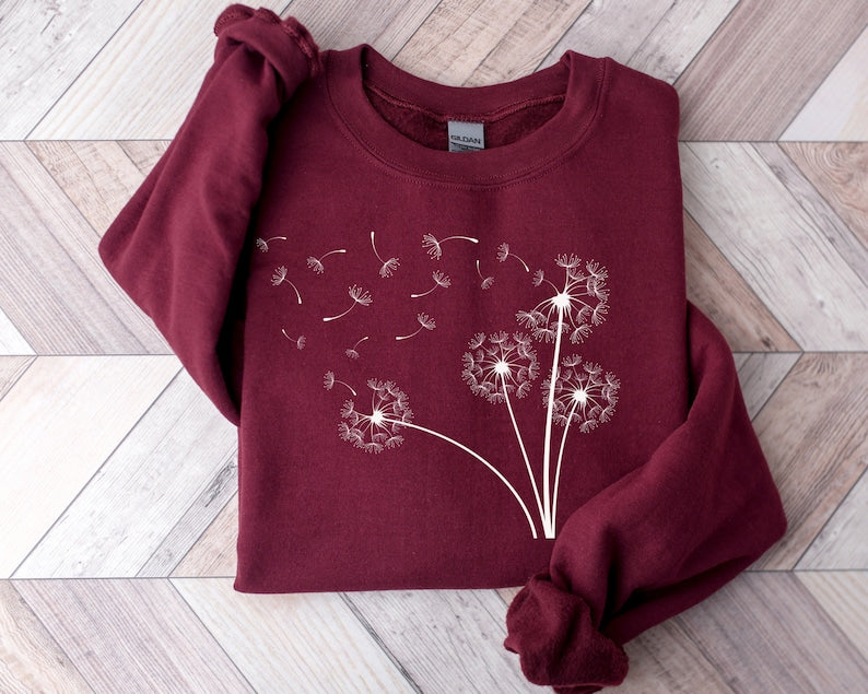 Dandelion Sweatshirt  Boho Windflower Sweatshirt