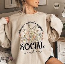 Social Worker Wildflower Sweatshirt School Social Worker Gifts