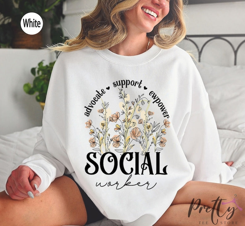 Social Worker Wildflower Sweatshirt School Social Worker Gifts