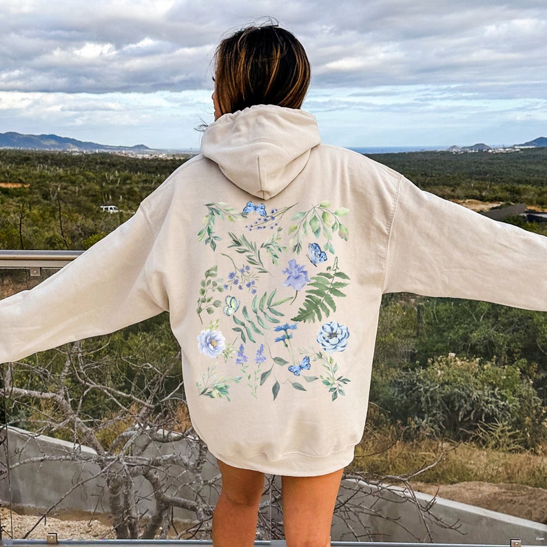 Botanical Vintage Flower Sweat à Capuche - Sweat Élégant Floral Rétro Femme