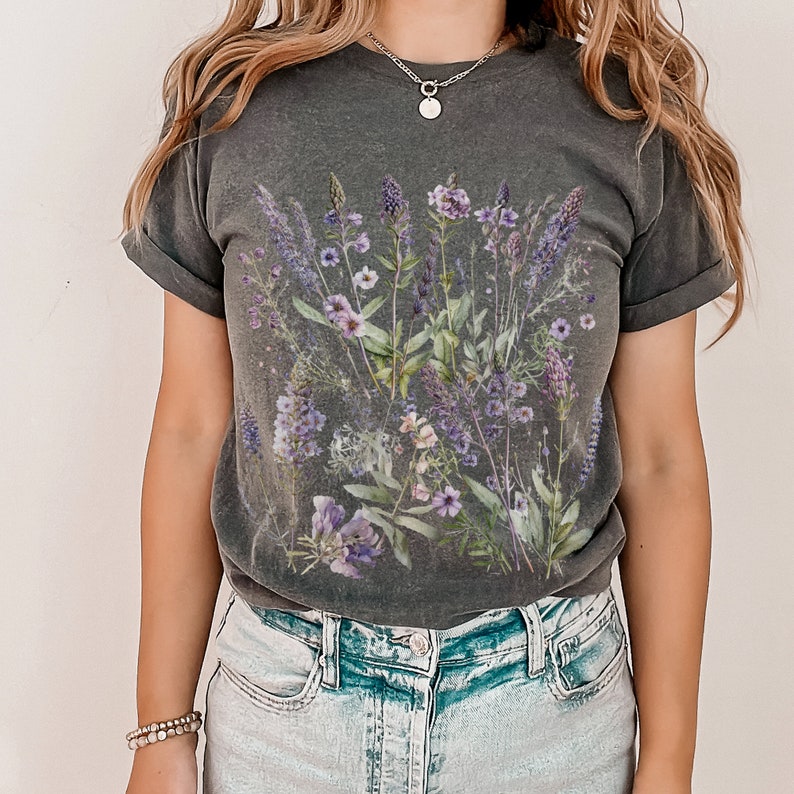 Lavender Shirt Boho Wildflowers Shirt