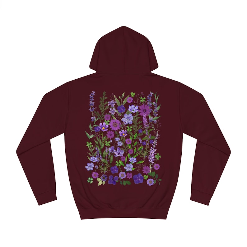 Vintage Botanical Floral Oversized Pressed Flowers Wildflowers Hoodie