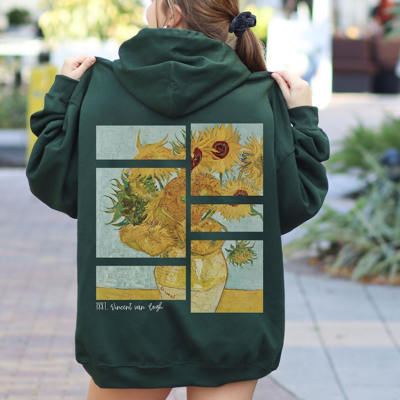 Sunflowers Hoodie Vincent Van Gogh Art Retro Vintage Hoodie