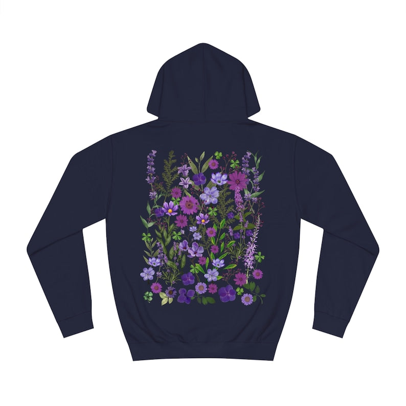 Vintage Botanical Floral Oversized Pressed Flowers Wildflowers Hoodie