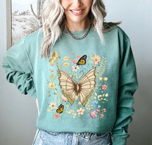 Vintage Cottagecore Butterfly Wildflower Sweatshirt