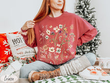 Vintage Pressed Flowers Comfort Colors Sweatshirt
