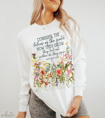 Pressed Flowers Comfort Colors Long Sleeve Sweatshirt