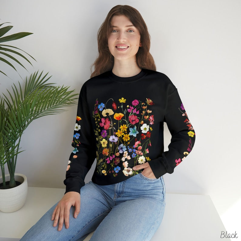 Wildflowers Sweatshirt Boho Floral Sweater