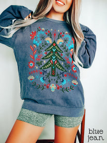 Comfort Colors Wildflower Tree Crewneck Vintage Sweatshirt