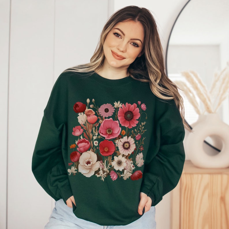 Vintage Wildflowers Sweater Floral Sweatshirt