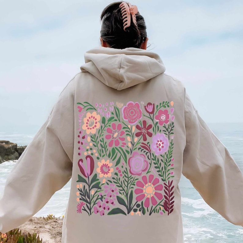 Oversized Wildflowers Hoodie Pressed Flowers Hoodie