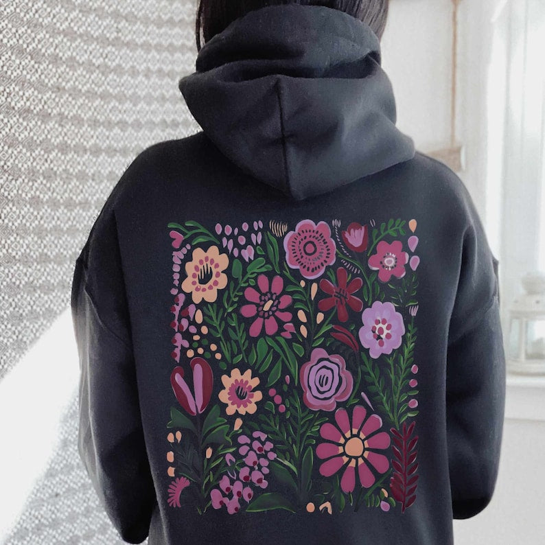 Oversized Wildflowers Hoodie Pressed Flowers Hoodie