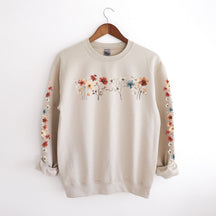 Vintage Pressed Flowers Sweatshirt Floral Sweater