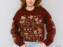 Vintage Pressed Flowers Boho Cottagecore Crewneck Sweatshirt