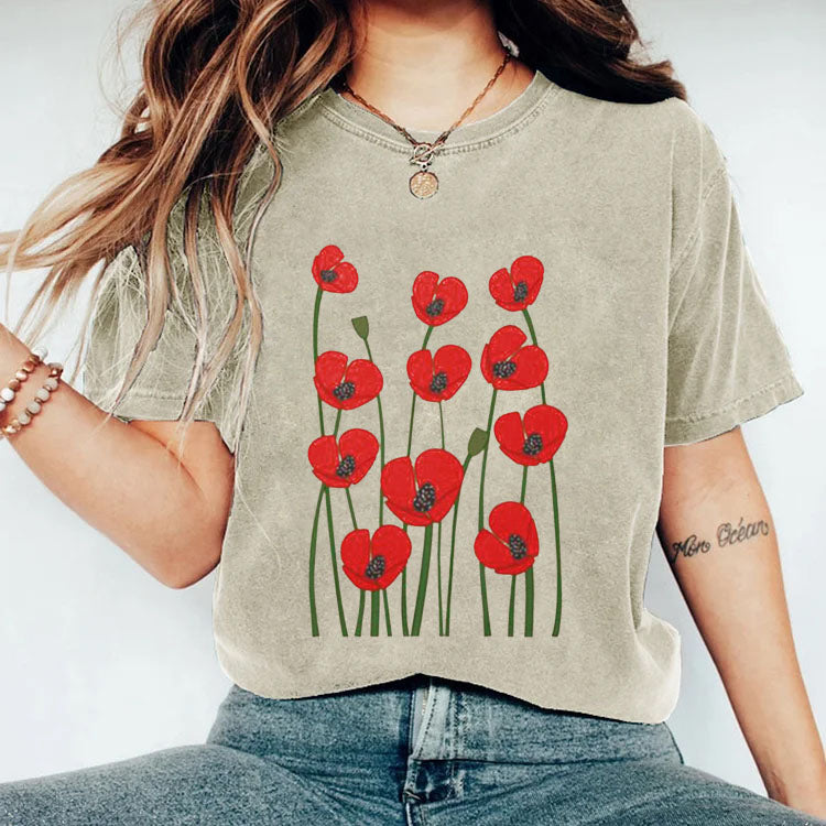 Vintage Mohnblumen-T-Shirt