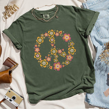 Peace Sign Valentines Flowers T-Shirt