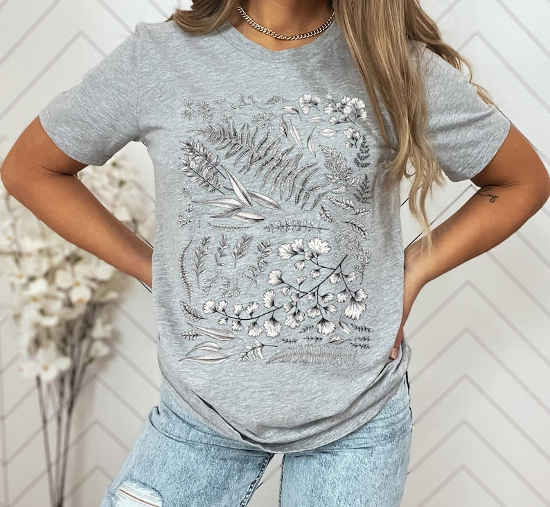 Vintage botanisches Blumen-T-Shirt
