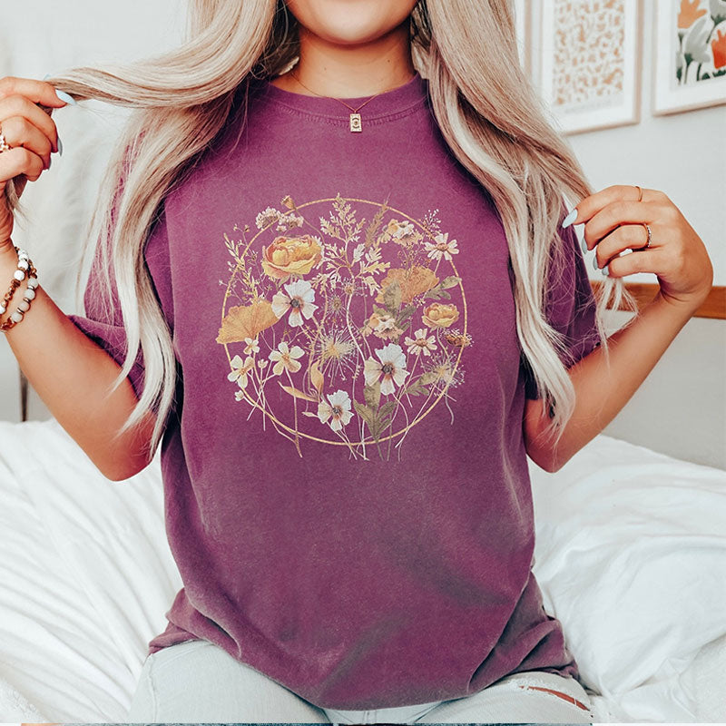 Boho Wildflowers Vintage Floral Graphic T-Shirt
