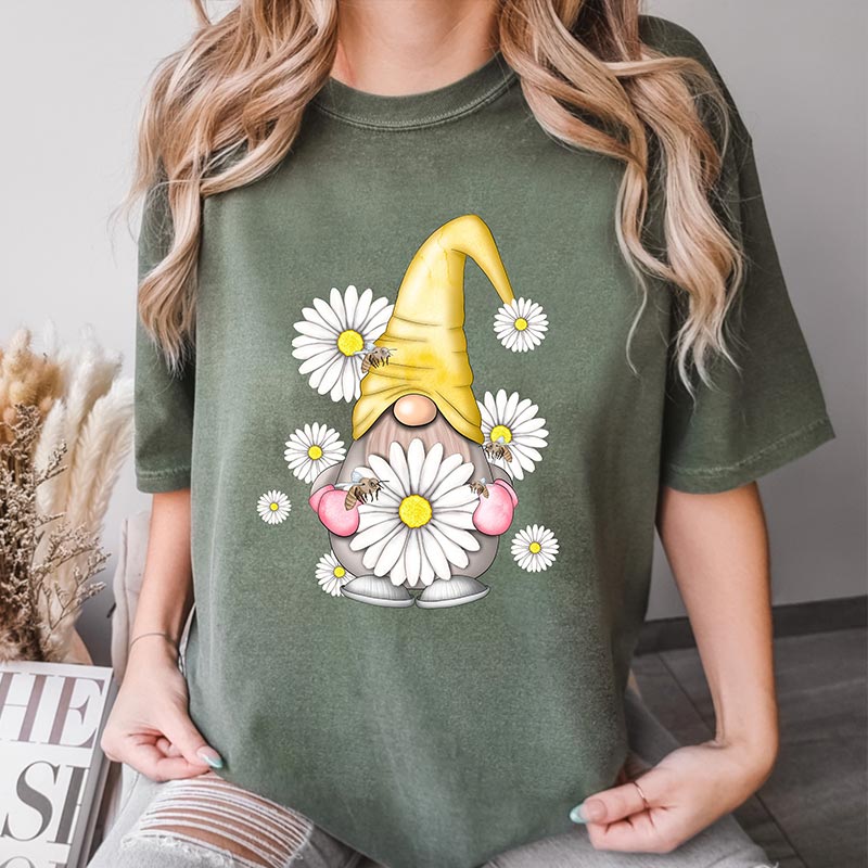 Cute Farmer Gnome Wildflower T-Shirt
