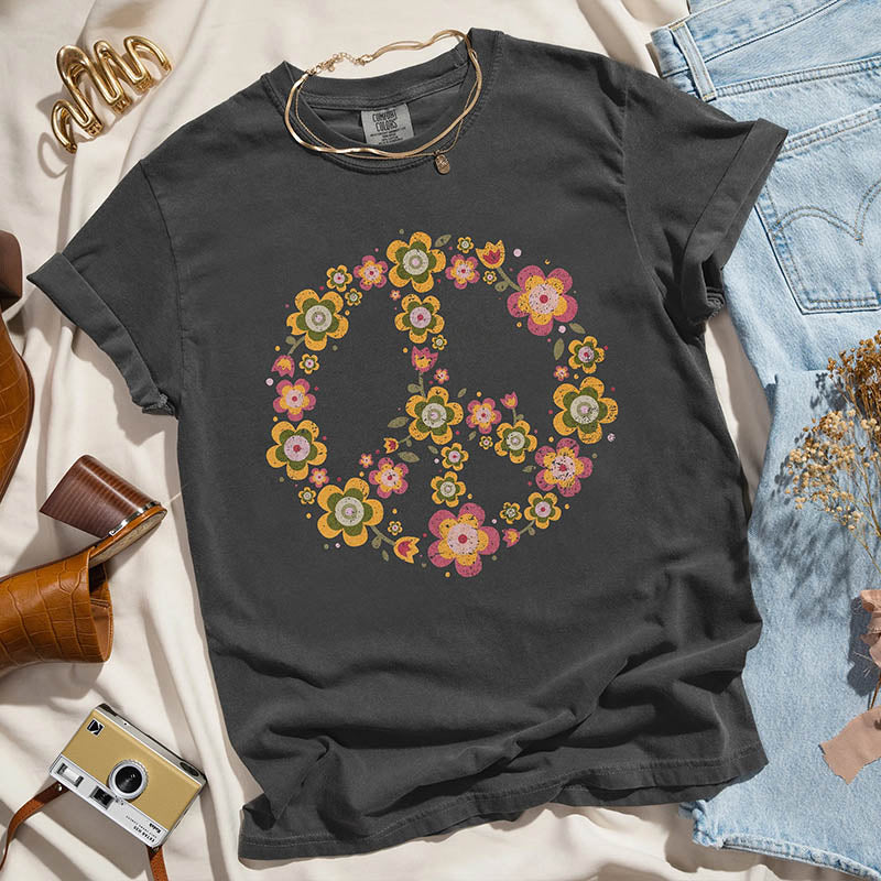 Peace Sign Valentines Flowers T-Shirt