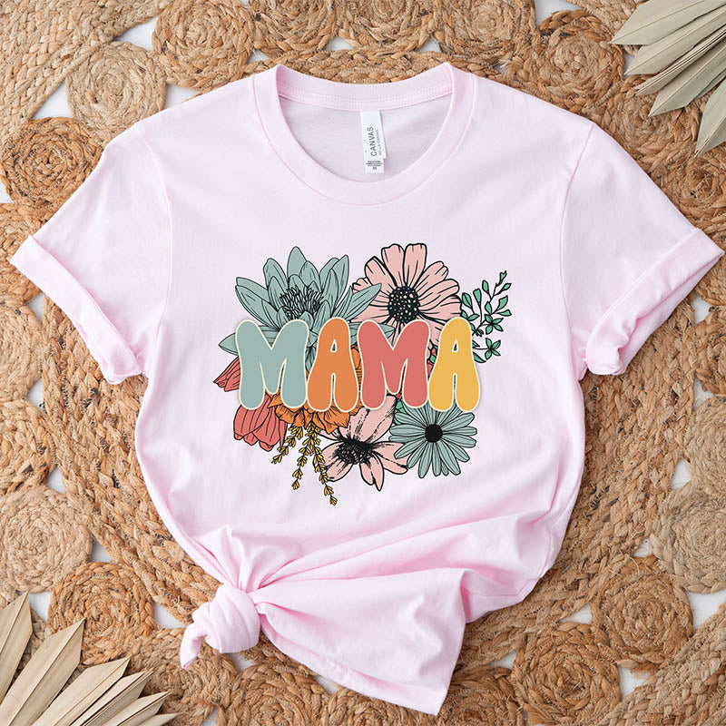 Retro Floral Mama Gift T-shirt