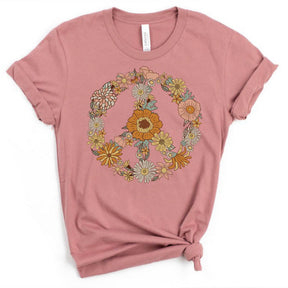 Floral Peace Sign Minimalist T-Shirt
