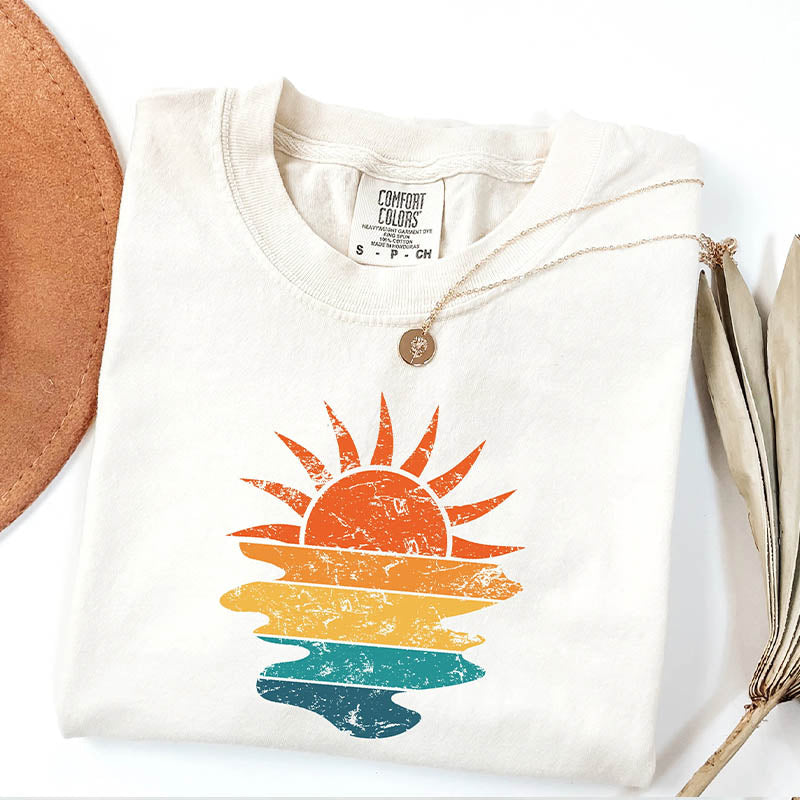Colors Retro Sunset Rays Wavy T-Shirt