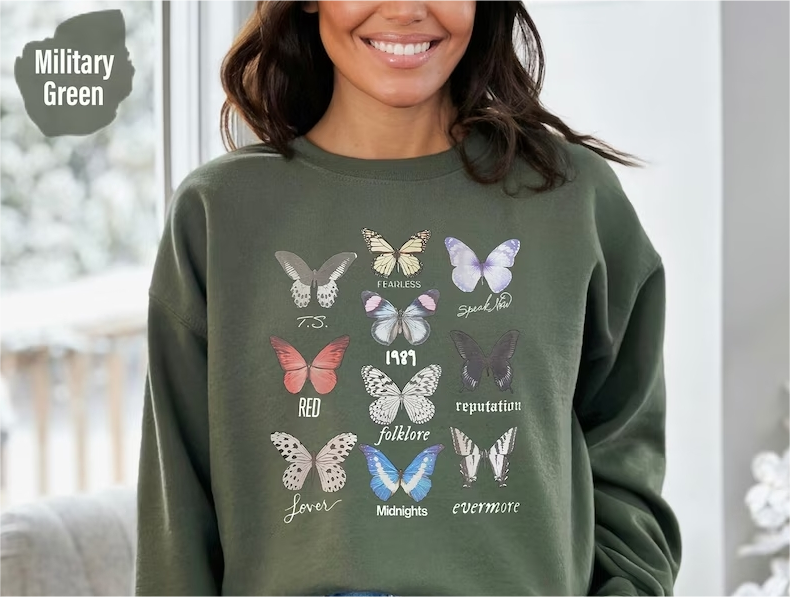 Single sided printing Cute Trendy Butterfly Sweatshirt