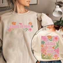 Abide in Him Floral Double-sided Print Sweatshirt
