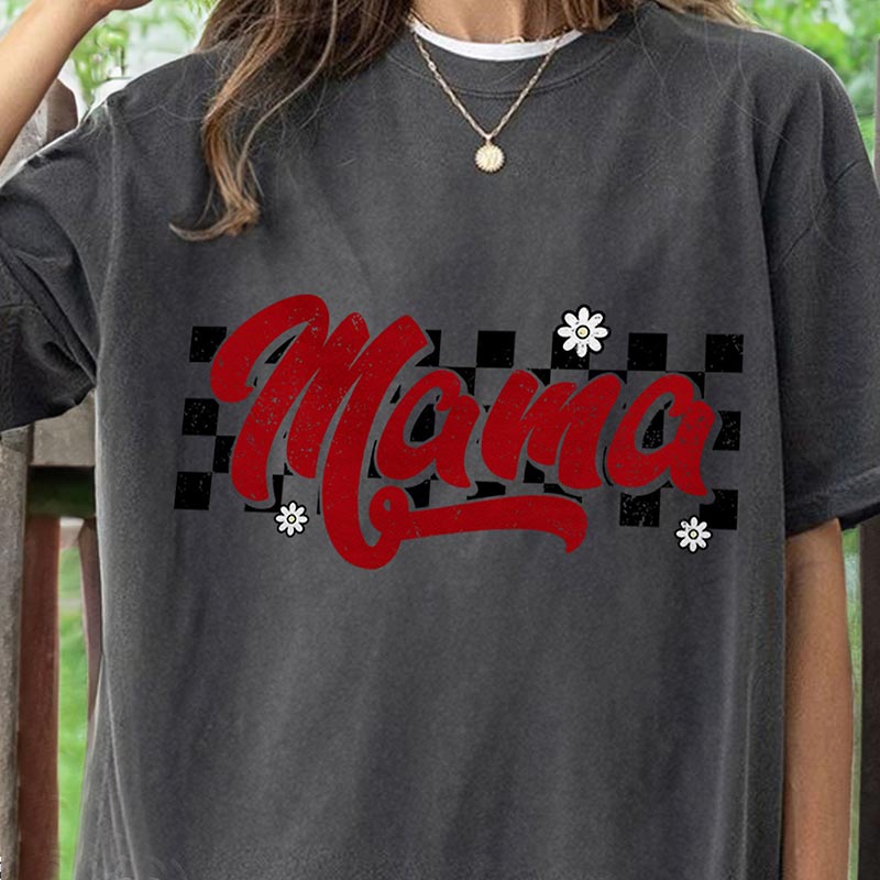Checkered Mama Boho Motherhood T-Shirt