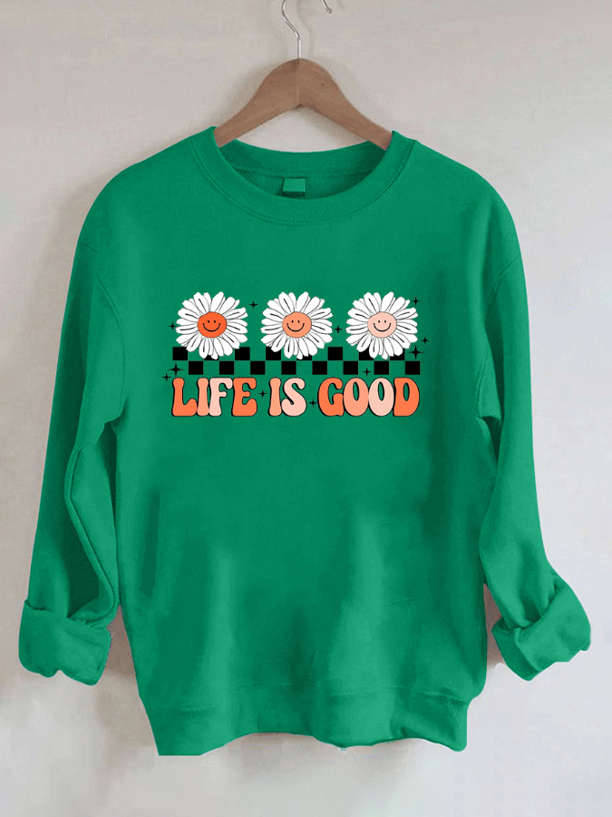 Alphabet Printed Round Neck Casual Long Sleeve Sweatshirt