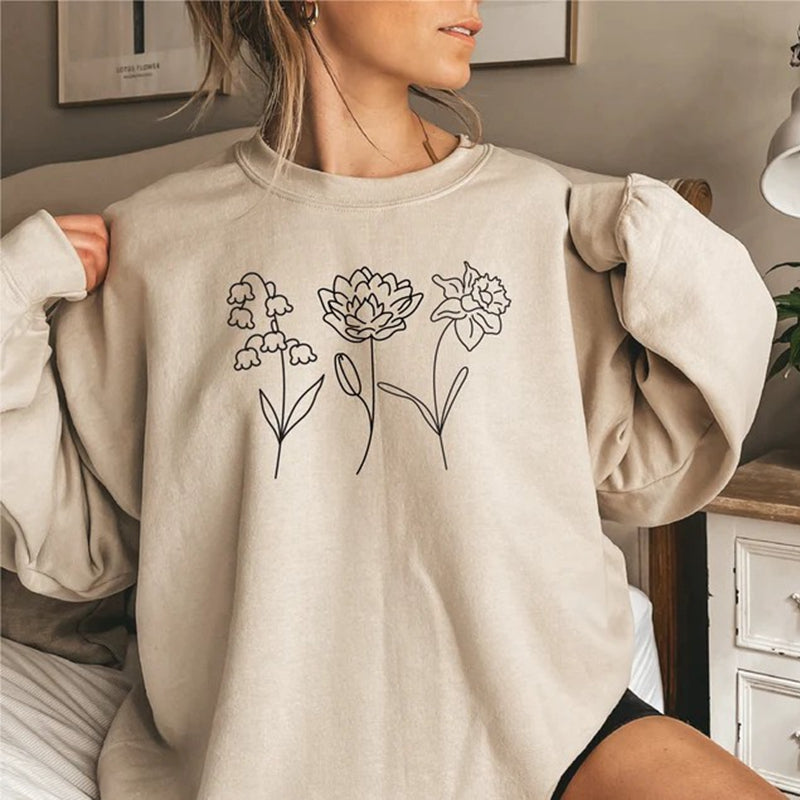 Flower Sweatshirt, Personalized Flower Sweatshirt