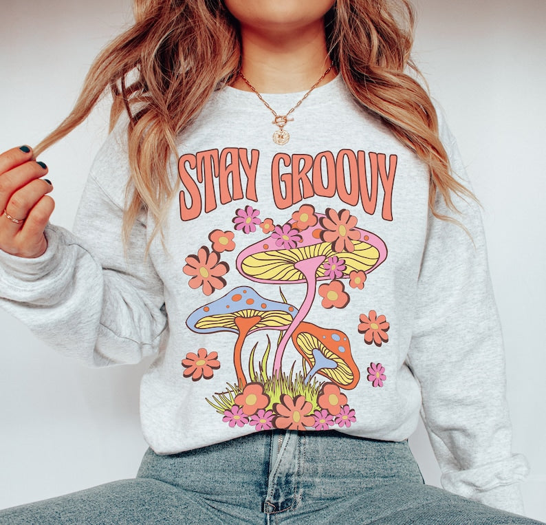 Trippy Mushroom Sweatshirt Magic Mushroom Aesthetic Psychedelic Clothes