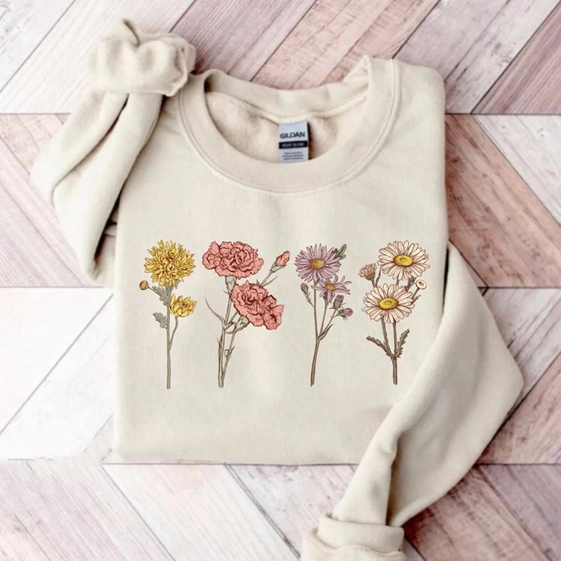 Custom Birth Month Birth Flower Sweatshirt Gift