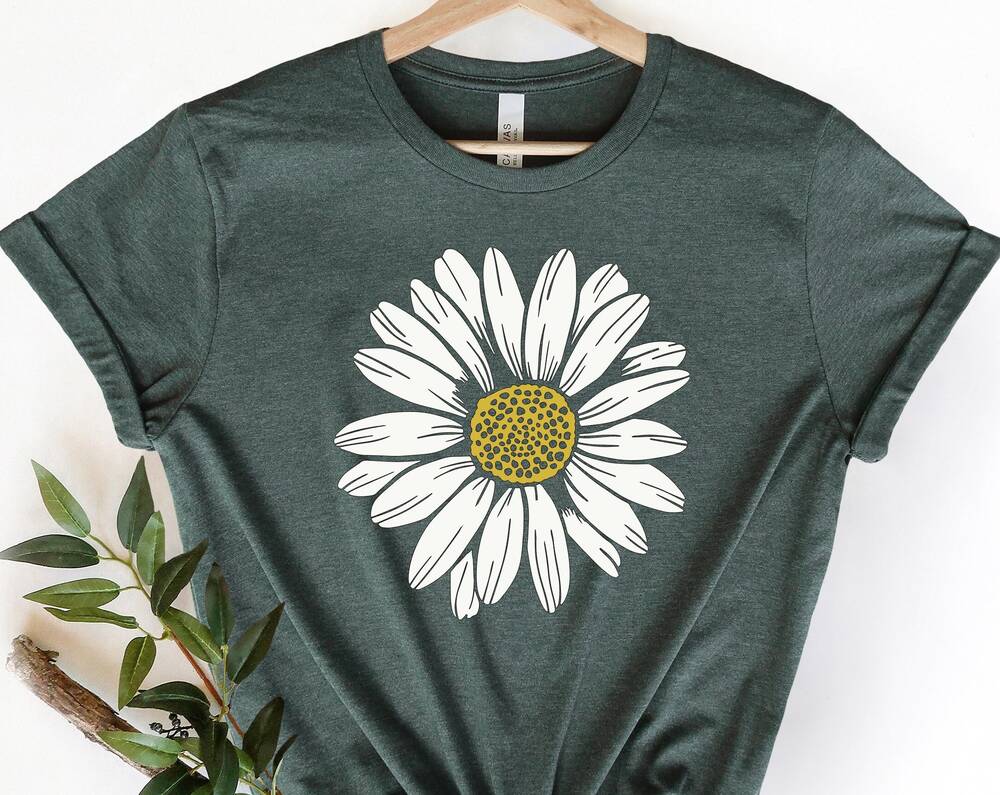Boho Daisy Wildflower Rundhals-Komforthemd