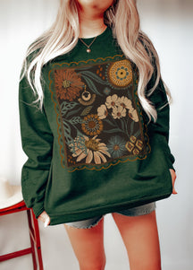 Bohemian Floral Cottagecore Crew Neck Comfort Sweatshirt