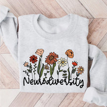 Neurodiversity Letter Flower Print Sweatshirt