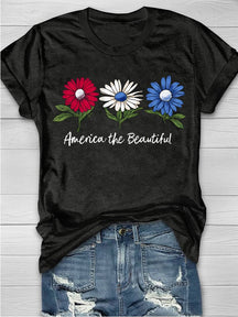 America The Beautiful Print T-shirt