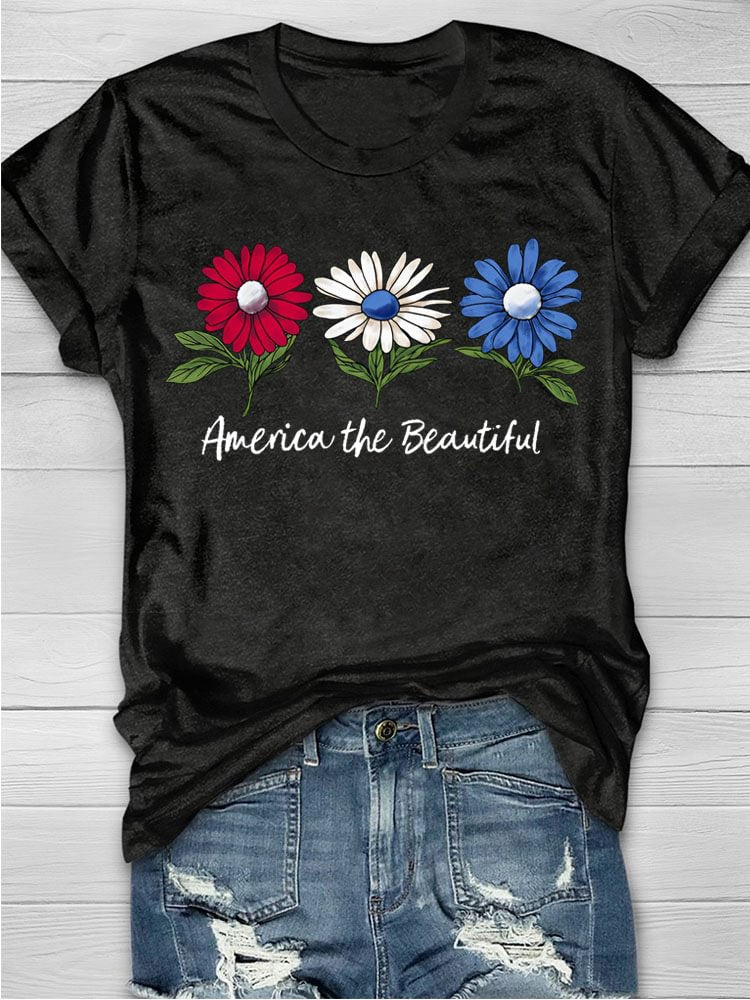 America The Beautiful Print T-shirt
