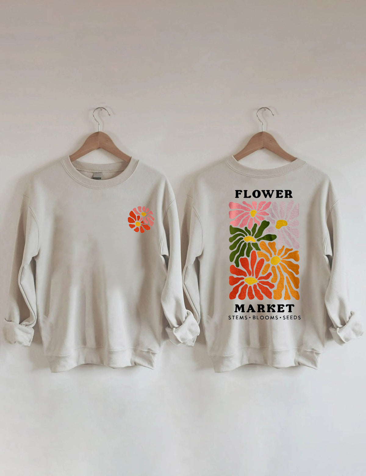 Flower Market Sweatshirt mit Bohemian-Wildblumen-Print