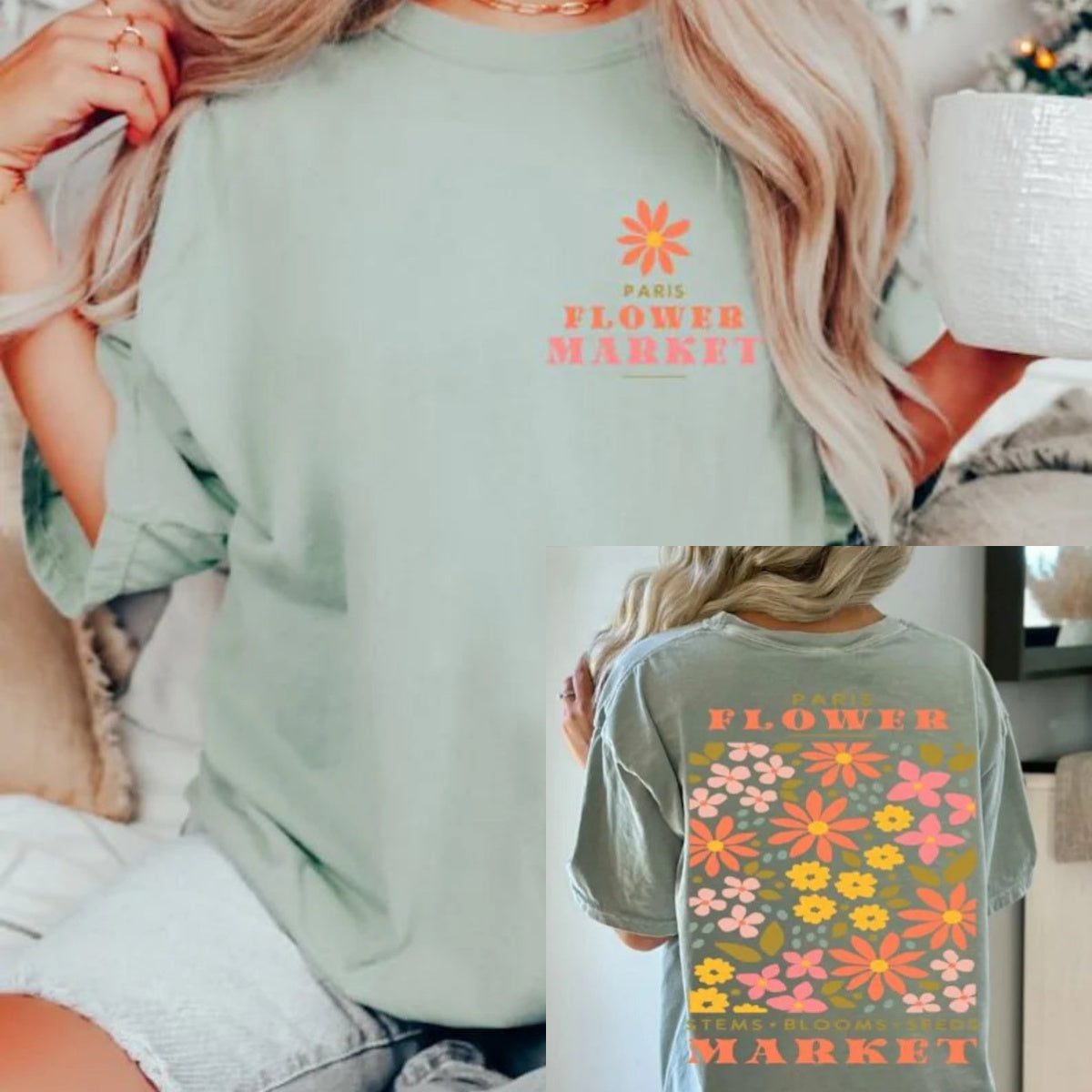 Vintage gepresste Blumen Boho Wildblumen T-Shirt