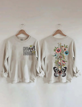 Cultivez à travers elle Sweat-shirt papillon floral